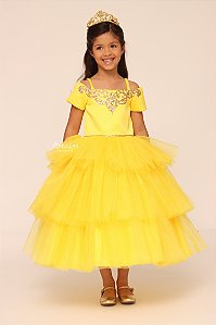 Vestido Infantil Princesa Bela Camadas