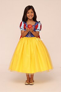 Vestido Infantil Princesa Branca de Neve Bordado
