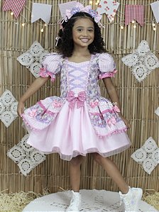 Vestido Infantil Festa Junina Coração de Princesa