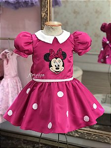 Vestido Infantil Minnie Godê Pink