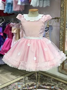 Vestido Infantil Minnie Rosa Frufru