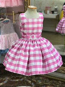 Vestido Infantil Barbie Xadrez