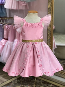 Vestido Infantil Jardim Brilho Bordado