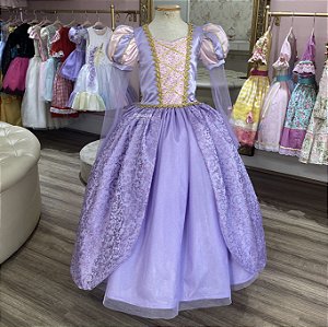 Vestido Infantil Princesa Rapunzel Lilás