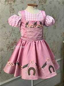 Vestido Infantil Boiadeira Bordado
