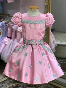 Vestido Infantil Boiadeira Glitter