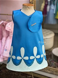 Vestido Infantil Elsa Brilho Bordado 2