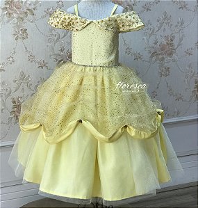 Vestido Infantil Princesa Bela Brilho