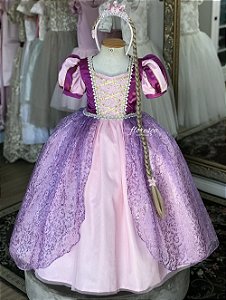 FANTASIA VESTIDO LONGO ROXO LILAS TULE PRINCESINHA SOFIA LUX