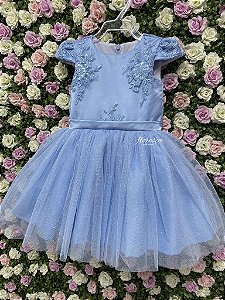 Vestido Infantil Longo Cinderela Azul Serenity Dama de Honra em