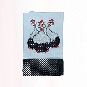 Pano de Prato - Patch Aplique - Trio Galinhas Pintadinhas