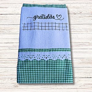 Pano de Prato Bordado - Gratidão