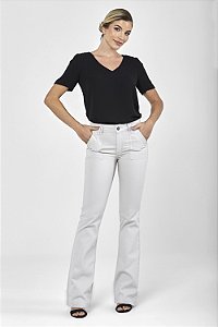 Calça Boot Cut Sarja Areia - Vernier