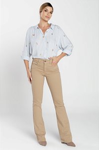 Calça Boot Cut Sarja Bege - Cascais