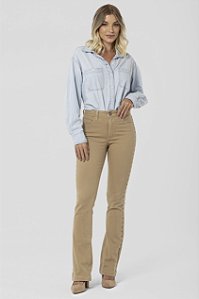Calça Boot Cut Sarja Bege - Viena