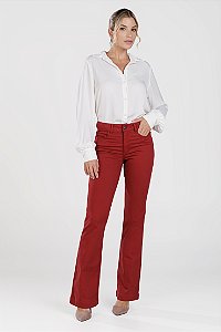 Calça Boot Cut Sarja Vermelha - Cali