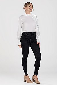 Calça Jeans Skinny Preta Estonada - Bagdá