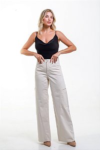 Calça Wide Leg Sarja Crú - Ourense