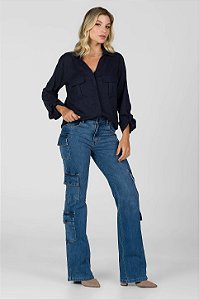 Calça Jeans Reta Cargo - Aspen