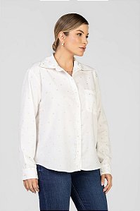 Camisa Off White Poá Bordado - Carol