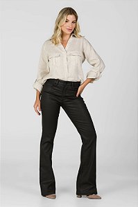 Calça Boot Cut Resinada Marrom Escuro - Albuquerque