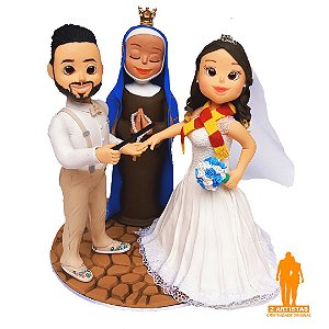 Topo de bolo de casamento personalizado, sr. e sra. com noivo em