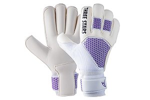 Luva Goleiro Three Stars Emotion Pro Branca Roxa
