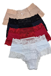 Calcinha em microfra Calessom com detalhe em renda