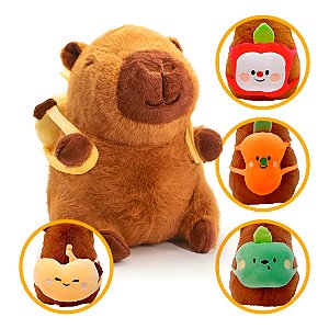 Boneco de Pelúcia Capivara 25cm com Mochila – For Kids | Brinquedo Fofo e Decorativo Infantil