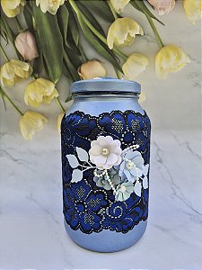 Pote Azul floral