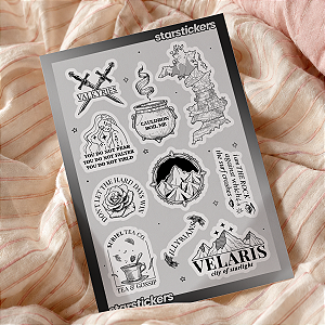 Cartela de Adesivos | Corte de Espinhos e Rosas (ACOTAR)