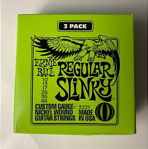 Kit 3 Encordoamentos Guitarra Ernie Ball 010-046 Regular Slinky - 3221