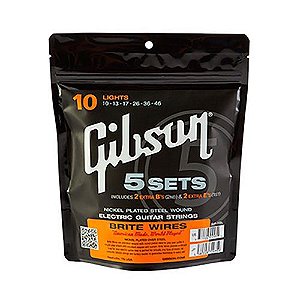 KIT ENCORDOAMENTOS GUITARRA 0.10 0.46 GIBSON COM 5 JOGOS