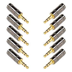 Kit 10 Plug Conector P2estéreo Metal Ponta Ouro Profissional