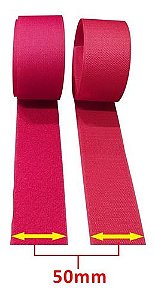 Fecho De Contato Macho E Fêmea 50mm X 1 Metro Cor Vermelho