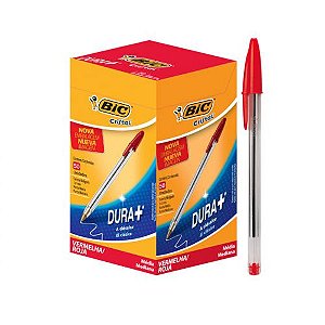 Caneta Para Escritório Bic Cristal Vermelha Caixa Com 50 Unidades