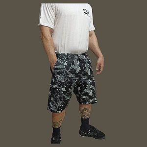 BERMUDA CARGO TECIDO RIPSTOP CAMUFLADA CINZA