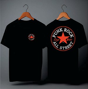 CAMISETA PUNK ROCK PRETA - RED STAR