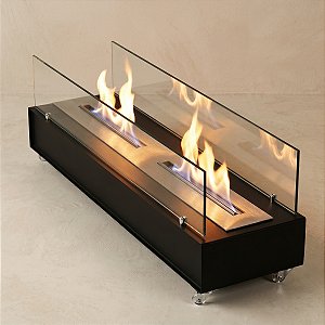 Lareira Ecológica a álcool ou etanol Aço Preta 110cm