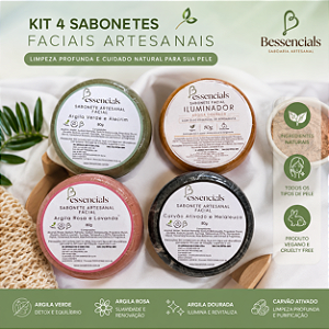 Kit Argilas - Kit 4 Sabonetes Veganos Argilas Especiais