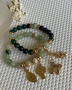 Conjunto Pulseiras Jaspe e Amazonita (Par)