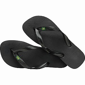 Chinelo Preto Simples Bandeirinha Brasil Masculino