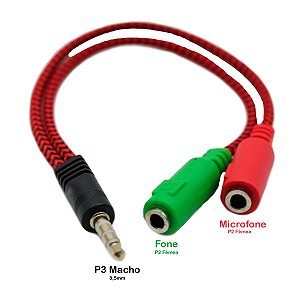 Cabo Adaptador de 2 - P2 para P3