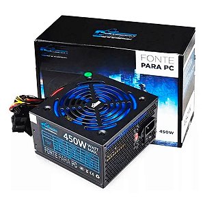 Fonte De Alimentação 450w Real Atx Sata para Pc na Caixa