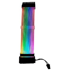 Cabo Extensor Sleeved Gamer Led RGB Aura 24 Pinos rm-sl-rgb