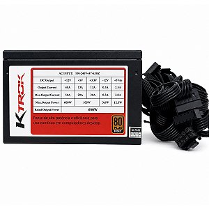 Fonte Gamer Ktrok 600w Real Dual CPU 80 Plus Bronze