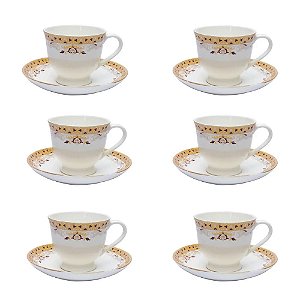 Jogo 6 Xicaras De Porcelana Com Pires Costa-Rica 170ml