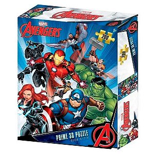 Quebra-Cabeça 3D Os Vingadores Zipper Box 200 Peças - BR1313