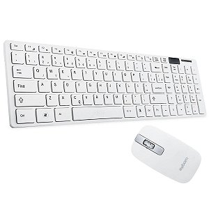 Teclado Mouse Kit Home Office Sem Fio Branco Exbom BK-S1000