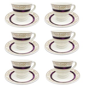 Jogo 6 Xicaras De Porcelana Com Pires México170ml